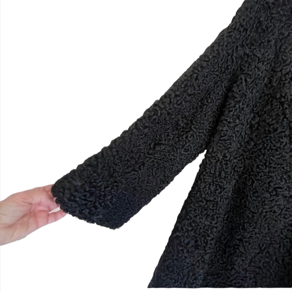Vintage Black Persian Astrakhan Lamb Mink Fur Trim Coat by FUR SALON the… - Picture 4 of 11